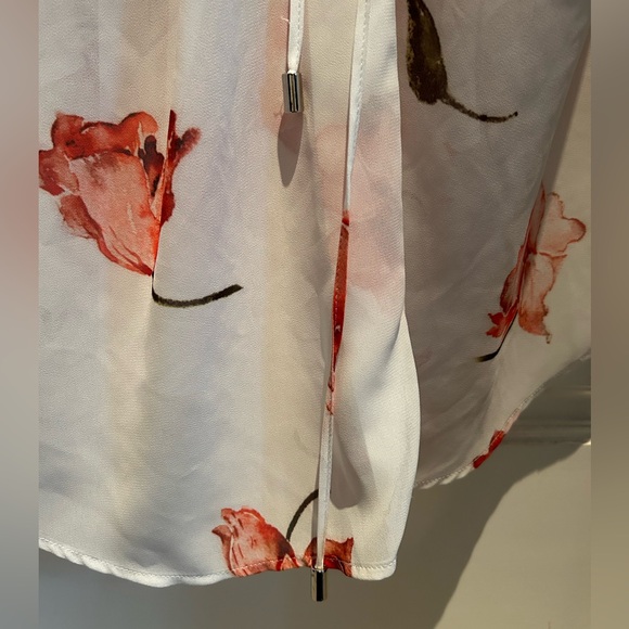 Haute Hippie Lace Up Front White Floral Midi Slip Dress - Size L - Picture 5 of 7